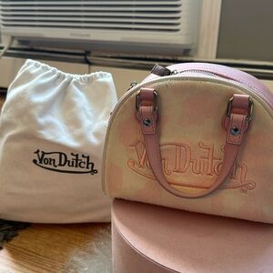 VON DUTCH HORSE HAIR PINK COW PRINT BAG